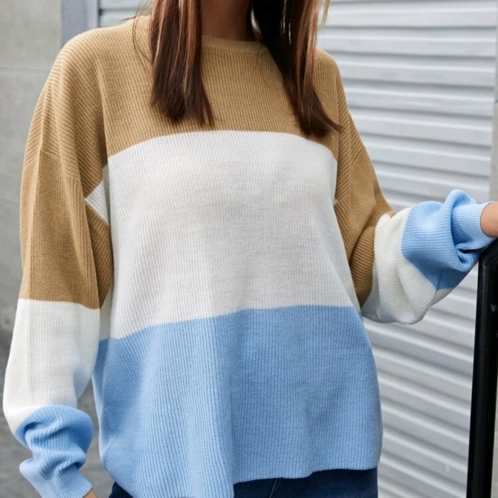 Colorblock Drop Shoulder Sweater - Picture 4 of 4